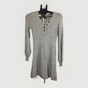 American Eagle Henley Long Sleeve Sweater Dress Womens XSmall Gray New